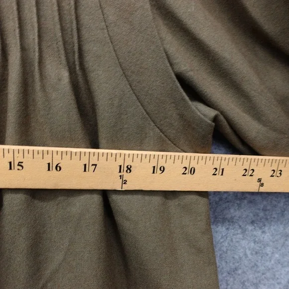 Vintage Chloe Shift Dress Womens LARGE Olive Army Green Wool Pintuck Luxury